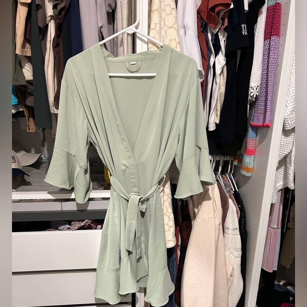 Sage silk robe